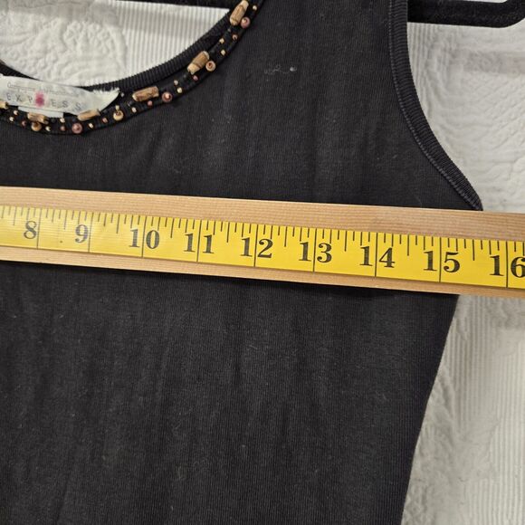 Express Black Beaded Dropwaist Flapper Dress Cotton Women Small 90s Art Deco - Picture 6 of 8